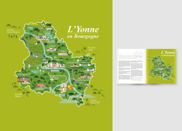 Carte illustrée de l'Yonne (Bourgogne)