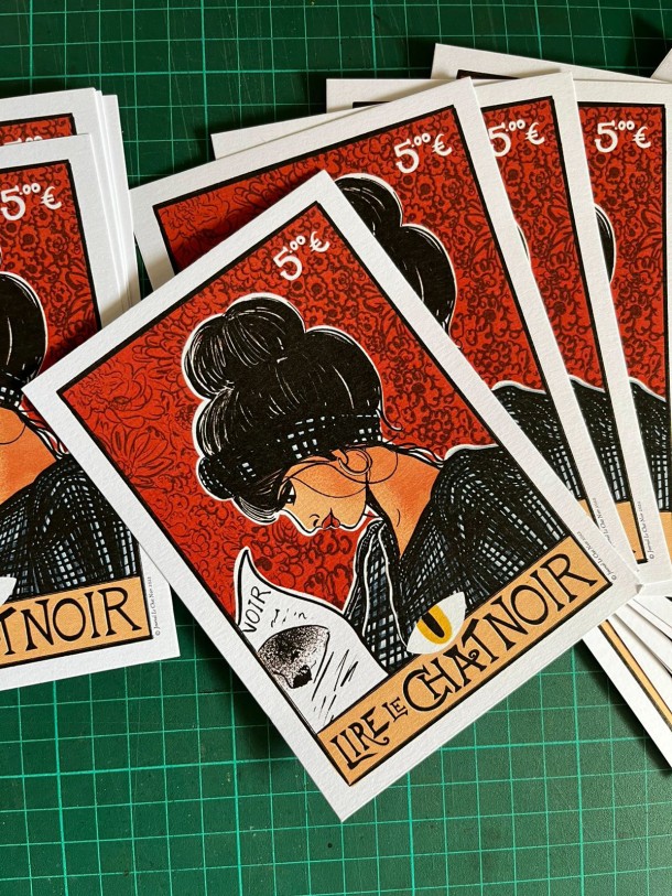Lire Le Chat Noir - Postcard